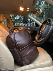 Black German Faux Leather 17 inches Laptop Backpack